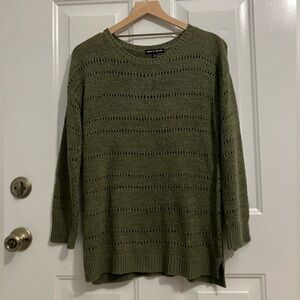 Cable&Gauge-open -knit pullover sweater 
Olive green color